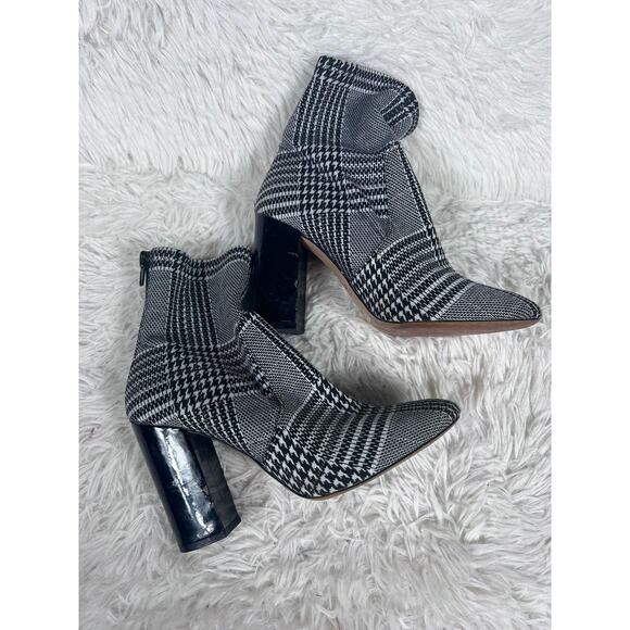 Aldo Boots Womens Size 6M Houndstooth Plaid Block Heel Zip - Picture 2 of 14